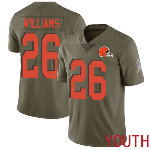 Cleveland Browns Greedy Williams Youth Olive Limited Jersey #26 NFL Football 2017 Salute To Service